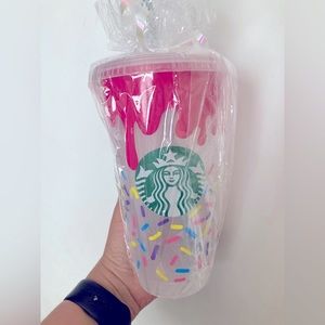 Donut Drip Starbucks Tumbler with Straw